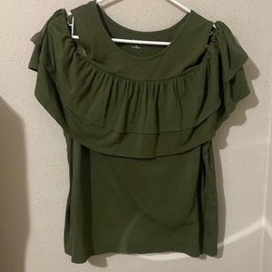 a.n.a Off the Shoulder Green Top